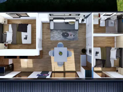 modern mobile home tiny house vacation house on 34m2 K34 Low-poly 3D model