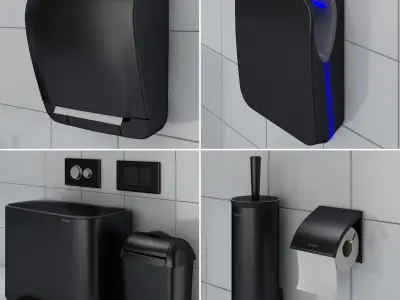 Bathroom accessories set 72 black  3D model