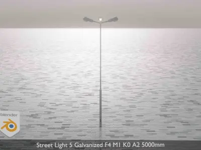 Street Light 5 Galvanized F4 M1 K0 A2 5000mm Low-poly 3D model