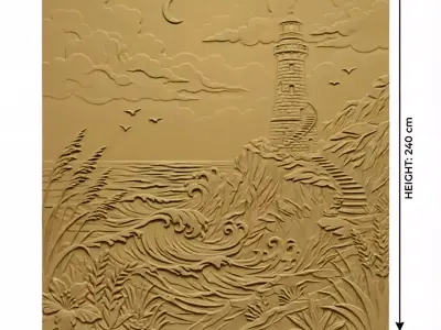 Modern Landscape Relief Panel Wall Decor Set STL Mural CNC 360 3D model