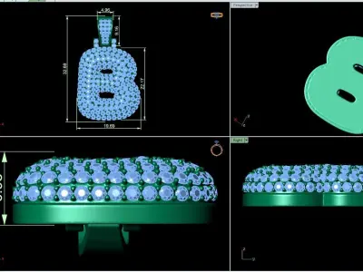 Bubble B Initial Pendant 3D print model