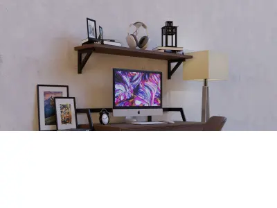 Modern Minimalist Workspace Low-poly 3D model