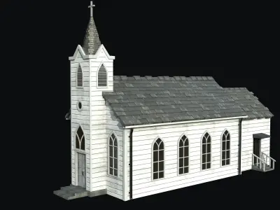 Church PBR Game Ready Low-poly Low-poly 3D model