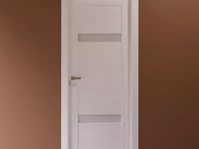 White wood interior door with white glass inserts 3D model