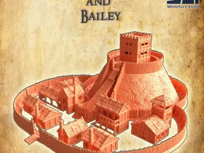 Modular Motte And Bailey Tabletop Terrain 28 MM 3D print model