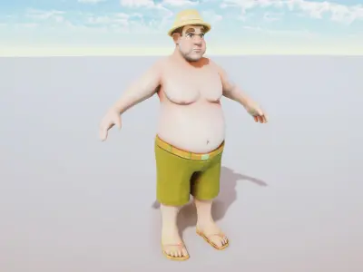 Stylized Character Tourist Rigged with Shape Keys Extra Texture Low-poly 3D model