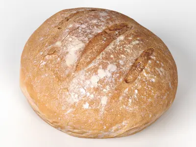Bread - Round - 3D Scan Low-poly 3D model