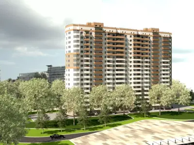 Premium Residential Tower and Garden Site Low-poly 3D model