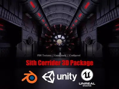 Sci-fi Corrider for Sith Load Game Ready Package  3D model