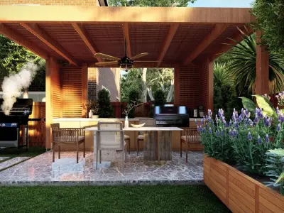 3D Exterior Scene 3D model design garden and landscape  3D model