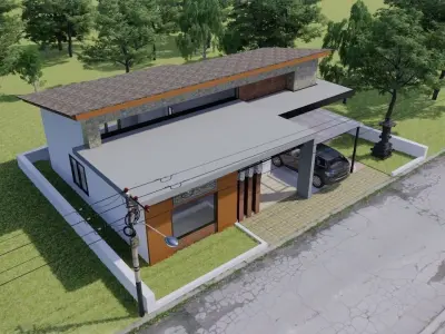 1 Floor Balinese Traditional House Design Full Interior  3D model