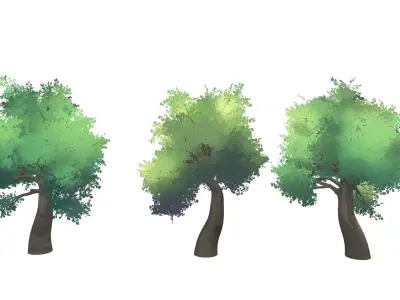 Anime Trees Highpoly 3D model