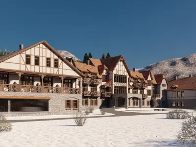 Mountain Lodge Fachwerk Half-timbered 3D model