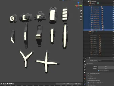 Sci-Fi Light Kitbash set 3D model