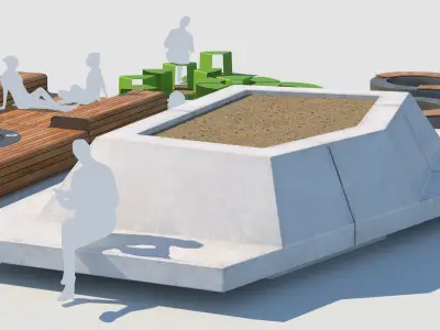 street benches set 3D model 3D model