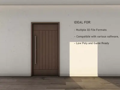 Warm Walnut Door with Minimalist Design Aesthetic 18 Low-poly 3D model