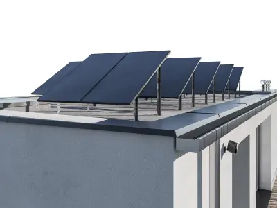 Modern house 28 at night 3D model