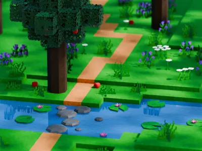 Pixel Farm - Modular Asset Pack Low-poly 3D model