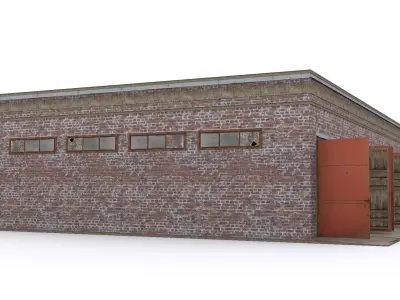Garage brick building Low-poly 3D model