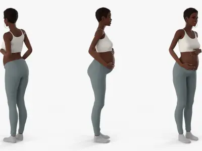 African Pregnant Woman Rigged for Cinema 4D 