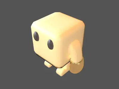 Cube Character 00004 Boxer Gold Low-poly 3D model