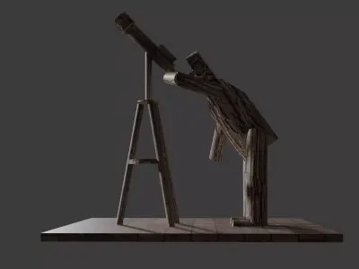 Astronomer Stickman Stargazing Low-poly 3D model