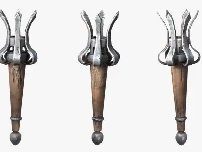 Stylized Castle Torch Low-poly 3D model