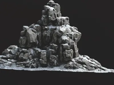 Rock Island mountains 1 snow Low-poly 3D model