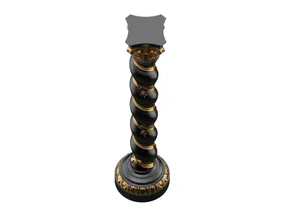 Solomonic Column Black and Gold 3D model