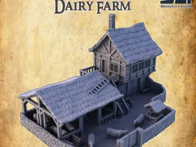 Medieval Dairy Farm Tabletop Terrain 28 MM 3D print model