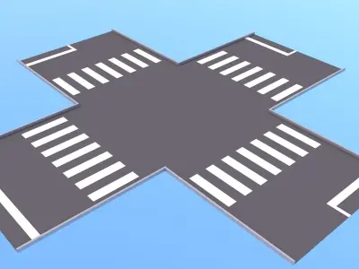 Cartoon roads elements Low-poly 3D model