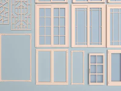 Windows collection beige 3D model