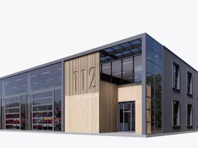 fire station Low-poly 3D model