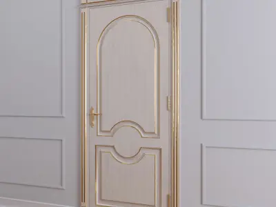 Classic door with gold lines on the edges 3D model