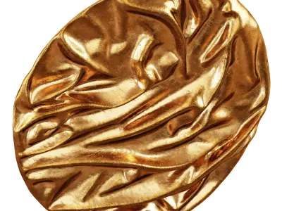 Decorative plaster round panel gold paint 3D model