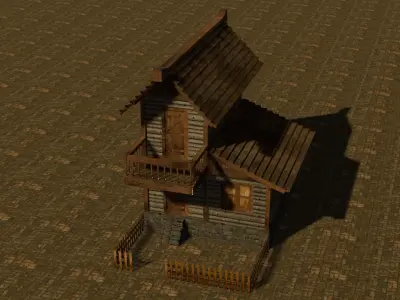 Medieval house nine 4 Low-poly 3D model