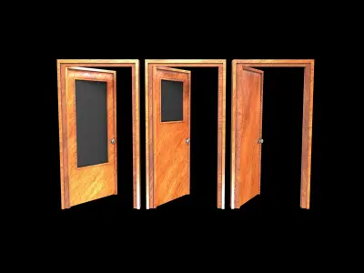 wooden door Low-poly 3D model