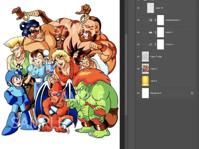 Rockman And friend Street Fighter RYu Ken Chunli 3D model