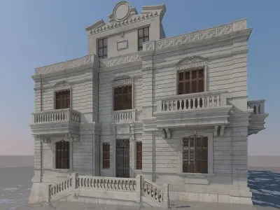 Stone building from Aleppo Syria Low-poly 3D model