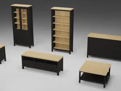 Furniture Set ikea chest of drawers Low-poly 3D model