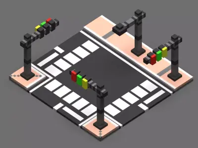 Road Voxel - 3 Low-poly 3D model