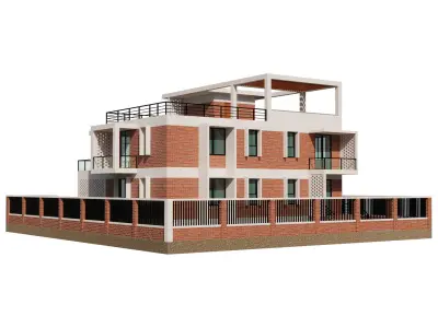 Modern Brick House 4 3D model