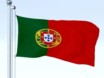 Animated Portugal Flag Low-poly 3D model