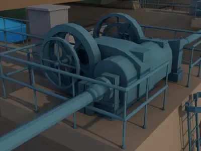 Poly Hydroelectric Dam Low-poly 3D model