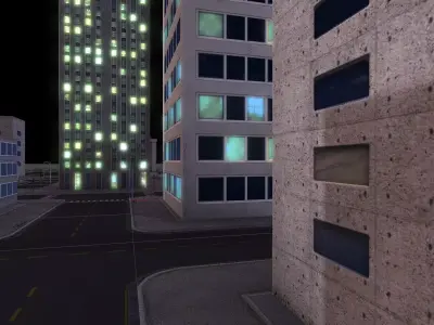 Lowpoly Modular city streets at night  Low-poly 3D model