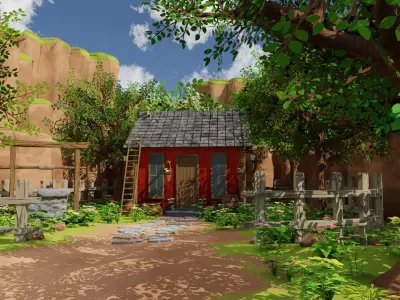 Red House Scene 3D model