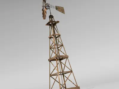 Windmill wooden Low-poly 3D model