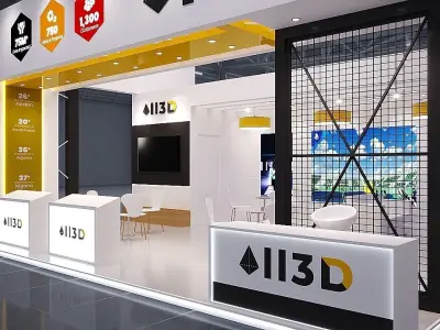 Exhibition Stand Stall 3 Side Open 8X6 3D model