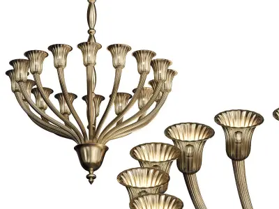 Classici chandelier made of gold glass 3D model