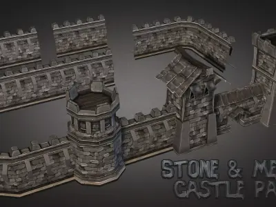 Fantasy Stone Castle Pack Low-poly 3D model